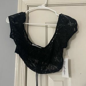 12th tribe crotchet black crop top
